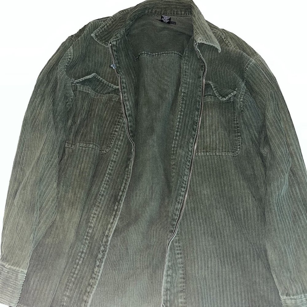 Large green corduroy jacket.
